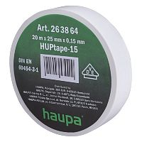 Изолента Haupa ПВХ, цвет белый, шир.  25 мм, длина 20 м, d 74 мм (263864) картинка 
